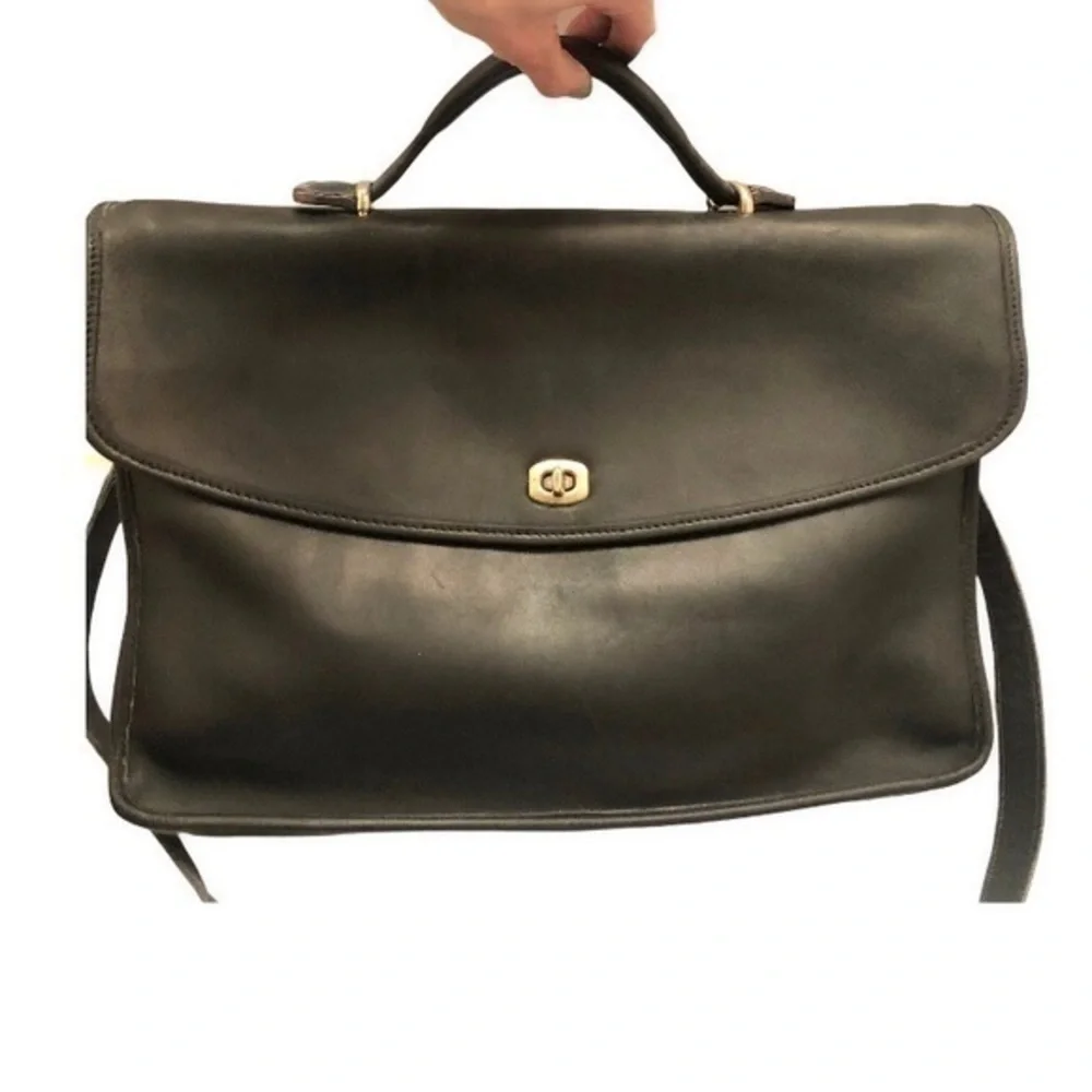 Coach vintage black leather briefcase laptop bag